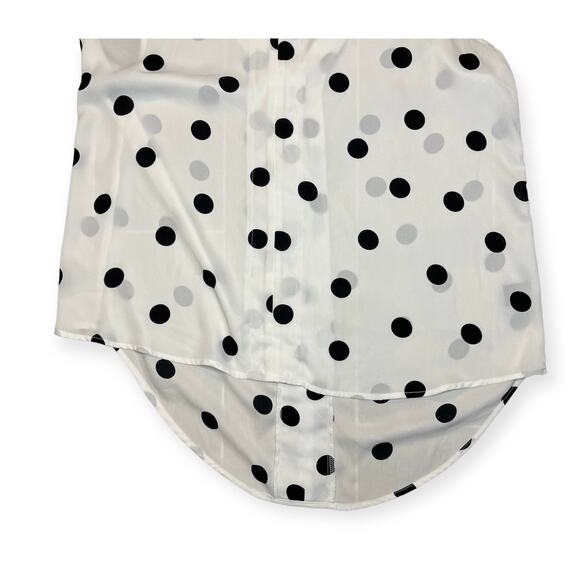 Y2K Black White Polka Dot Sleeveless Blouse Button Down Sheer Tank Top Sz Large - Picture 4 of 8